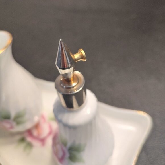 3 piece Porcelain Vanity Set (Tray, Vase, Perfume Automizer) - Picture 5 of 13